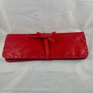 Red Leather Sundance Travel Jewelery Roll